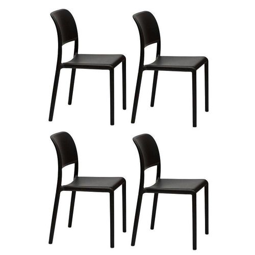 Lot De 4 Chaises River Empilables Design Coloris Anthracite.