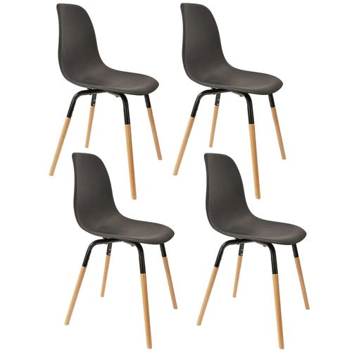 Lot De 4 Chaises Scandinave Phenix En Polypropylne Et Mtal - Noir