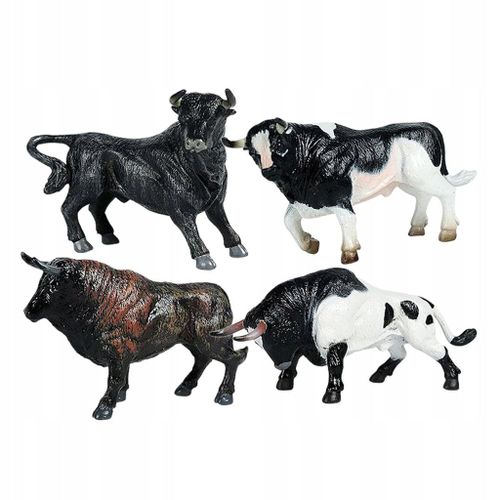Lot de 4 figurines de taureau simules, animaux ralistes, vache, figurine ducative A