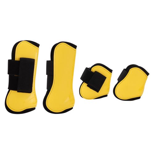 Lot De 4 Guetres De Protection Pour Tendons De Cheval, Coque En Pu, Pour L'equitation, Absorption Des Chocs, Protection Pour Le Saut, Jaune, Taille M