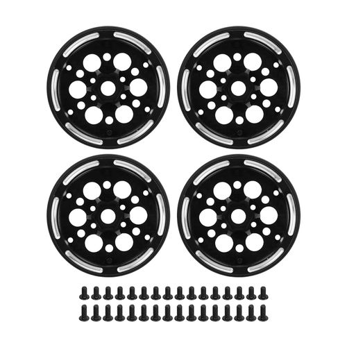 Lot de 4 jantes de 1,9 pouces en fibre de carbone RC Beadlock pour chenilles Axial SCX10 1/10 RC pour Gen8 pour Gelande II pour Finder 2 a trou rond