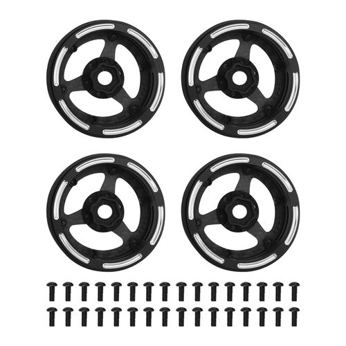 Lot de 4 jantes de roue RC en fibre de carbone noire de 1,9 pouce pour voiture RC axiale 1/10 de type 2