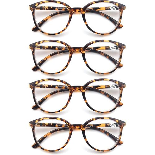 Lot De 4 Lunettes De Lecture 2.25 Homme Femme,Lunettes Loupe Branches A Ressort,Lunettes De Vue Monture Leger