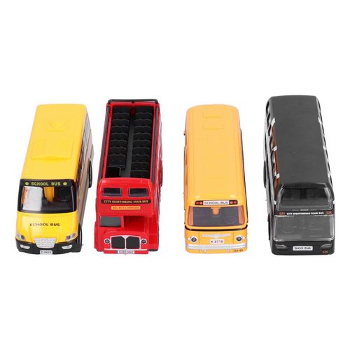 Lot de 4 modeles de bus a tirer, jouet decoratif pour enfants de plus de 3 ans