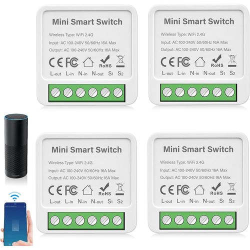 Lot De 4 Modules D'Interrupteur Intelligents 2 Voies Smart Life - Mini Module Relais