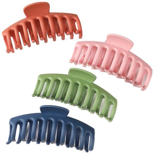 Lot De 4 Pinces A Cheveux Mates Elegantes Et Resistantes En Forme De Banane Pour Femmes, Cheveux Fins, Epais Et Boucles.