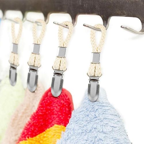 Lot De 4 Pinces  Serviettes, Crochets En Mtal Pour Torchons En Coton Tiss, Pinces  Linge Solides, Pinces  Linge, Crochets Pour Serviettes De Plage, Essuie-Mains De Cuisine