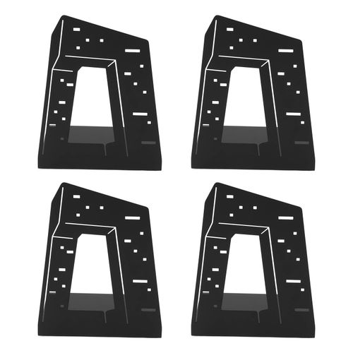 Lot De 4 Serre-Livres De Style Architectural, Structure Metallique Classique Noire, Bords Arrondis, Coussinets En Mousse, Design Fin, Support De Livre De Bureau, Architecture