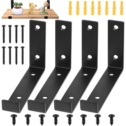 Lot De 4 Supports D'tagre Robustes Pour Planche D'chafaudage,Supports D'tagre Industriels Rustiques,Supports Muraux En Mtal Avec Lvres Pour Planches D'chafaudage (142mm) (142mm)