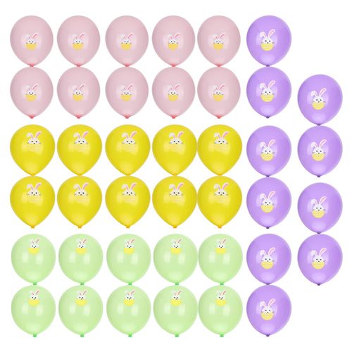 Lot De 40 Ballons En Latex Motif Lapin Pour Decoration De Fetes D'anniversaire, Vert, Rose, Jaune, Violet