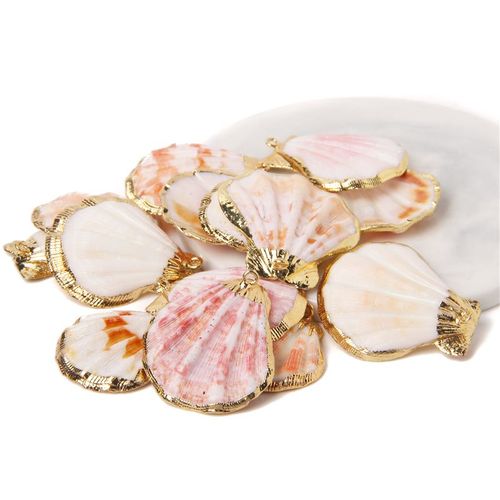 Lot De 5  10 Pices De Pendentifs En Coquillage Color, Plaqu lectrolytique, Conque, Connecteur Unique, Composants De Breloques, Bricolage, Fabrication De Bijoux, Collier, Boucles D'oreilles