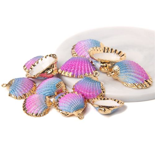 Lot De 5  10 Pices De Pendentifs En Coquillage Color, Plaqu lectrolytique, Conque, Connecteur Unique, Composants De Breloques, Bricolage, Fabrication De Bijoux, Collier, Boucles D'oreilles