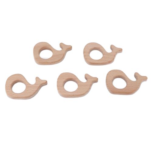 Lot De 5 Anneaux De Dentition En Bois De Hetre Pour Bebe, Surs, Non Toxiques, Robustes, Mignons, Escargots, Accessoires De Bijoux A Faire Soi-Meme