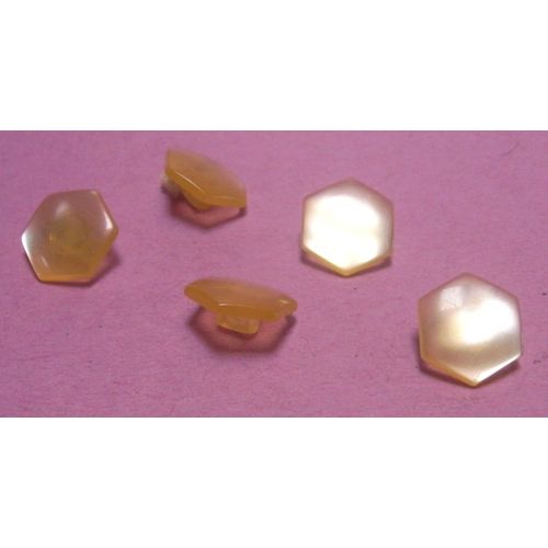 Lot De 5 : Bouton  Queue Hexagonal Faon Nacre - Rsine - 13/15 Mm