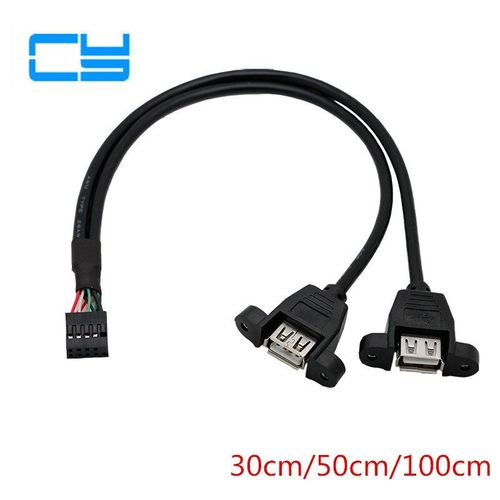 Lot de 5 cbles empilables double USB 0.5 Type A femelle vers carte mre DuPont 9 broches, 100 M 30cm 50cm 2.0 cm