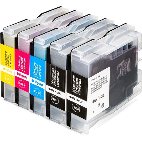 Lot De 5 Cartouches D'encre De Rechange Pour Brother Lc-1000 Lc-970 Dcp 130c 135c 150c 330c 350c 540cn 560cn 750cw 770cw Mfc 235c 240c 260c 3360c 440cn 465cn 5460cn 58660cn 0cn 660. Cn 680cn