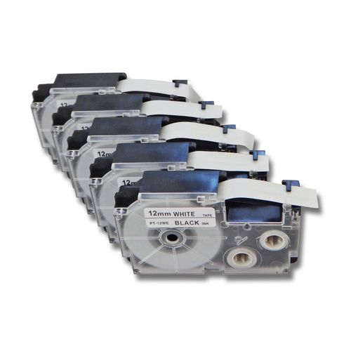 Lot De 5 Cassettes  Ruban Vhbw 12mm Pour Casio Kl-130, Kl-200, Kl-2000, Kl-200e, Kl-7200, Kl-7400, Kl-G2, Kl-Hd1. Remplace: Casio Xr-12we1, Xr-12we.