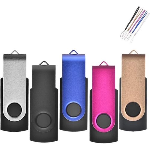 Lot de 5 Cl USB 32 Go 2.0 Clef USB de Stockage Pivotantes Flash Drive Mmoire Stick Rotation U Disque Plier avec Corde avec des Cordes gratuites