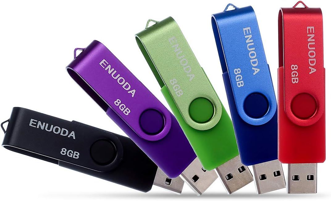 Lot de 5 Cl USB 8 Go Stockage Mmoire Flash Rotation Disque Cle USB 2.0 pour Le Stockage de Musique et des Dossiers (Couleur Mixte: Rouge Vert Noir Bleu et Violet)