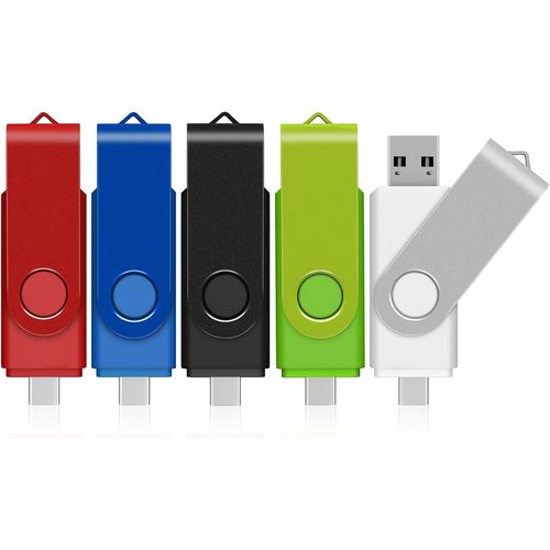 Lot de 5 cls USB C 8 Go 2.0 pour tlphone et tablette,cl USB 2 en 1 (USB-C et USB-A),pour tlphone/tablette/tlphones Android et ordinateurs.