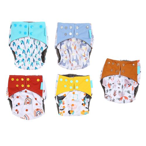 Lot De 5 Couches Lavables Pour Bebe, Impermeables, Respirantes, Lavables Et Elegantes, Culottes D'entrainement