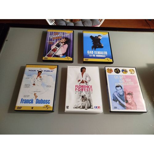 Lot De 5 Dvd Humoristes Tels Que Franck Dubosc,Ellie Semoun, Florence Foresti Fait Des Sketches  La Cigale , Un Gars Et Une Fille La Totale En Dvd,Gad Elmaleh La Vie Normale