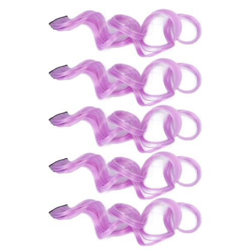 Lot De 5 Extensions De Cheveux Longs Boucls  Clipser - Postiche  Reflets Colors