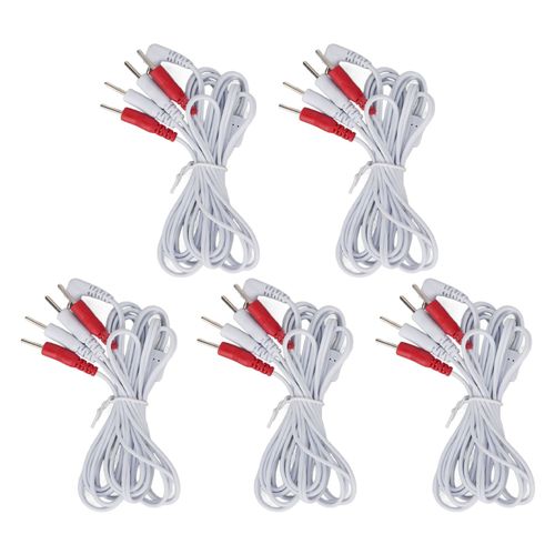 Lot de 5 fils d'electrode 1 a 4 broches, longueur 1,5 m, favorise la circulation sanguine, fiche multifonctionnelle de 2,5 mm, fil blanc pour unite TENS