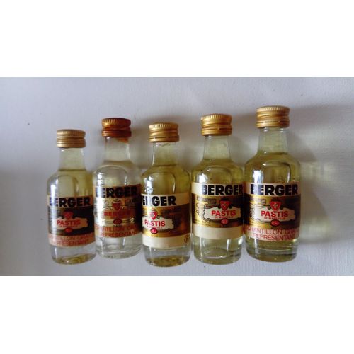 Lot De 5 Mignonnettes Anciennes D'alcool Berger