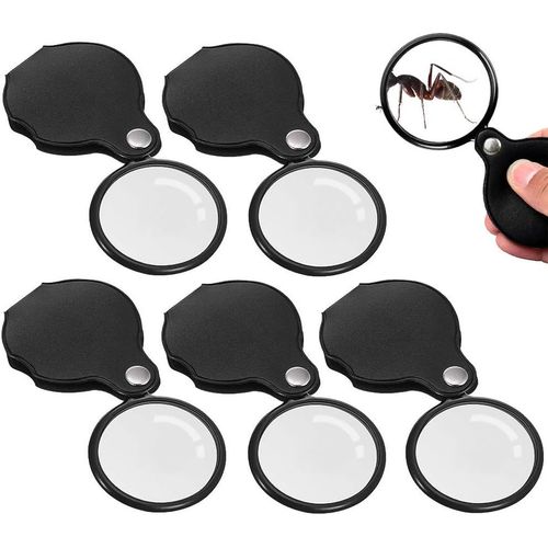 Lot De 5 Mini Loupes De Lecture Pliables X10, Avec Poigne En Caoutchouc Souple Antidrapante, Pour Livres Scientifiques, Journaux, Lecture Et Insectes