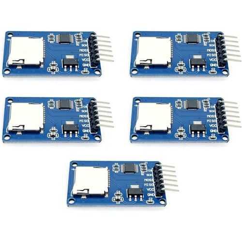 Lot de 5 modules de carte micro SD 3,3 V 5 V avec interface SPI,module de lecteur de carte mmoire micro SD,module adaptateur de carte micro SD pour carte TF,carte micro SDHC/carte haute