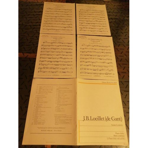 Lot De 5 Partitions : J. B. Loeillet ( De Gant ) - Sonata La Minore - Flauto Dolce - Basso Continuo - dition Moeck Numro 1028 .