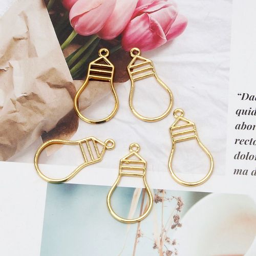 Lot De 5 Pices D'ampoules Dores En Rsine, Cadre Vierge, Pendentif, Cadre Ouvert, Fabrication De Bijoux En Rsine