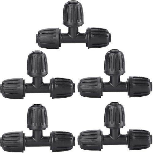 Lot De 5 Raccords D'irrigation Goutte  Goutte, Raccords En T Cannels Verrouillables, Raccords En T 1/2 Pouce Pour Tuyaux, Raccords En T Droits Anti-Chute Pour Tuyaux D'irrigation