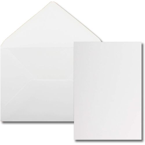 Lot De 50 Cartes Simples, Avec Enveloppes, Format A6/C6, Blanc Cristal, 14,8 X 10,5 Cm, Sans Pli