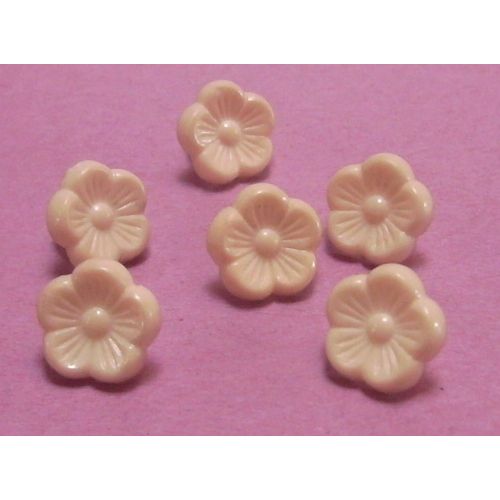 Lot De 6 : Bouton  Queue Fleur Blanc Cass/cru - Rsine - Diamtre 10/11 Mm