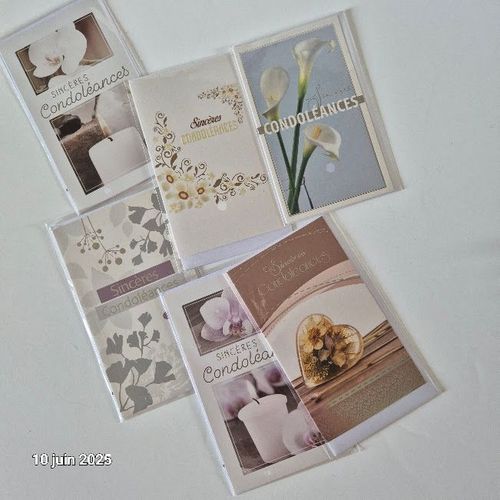 Lot De 6 Cartes Postales De Condolances Neuves Bien Sr !