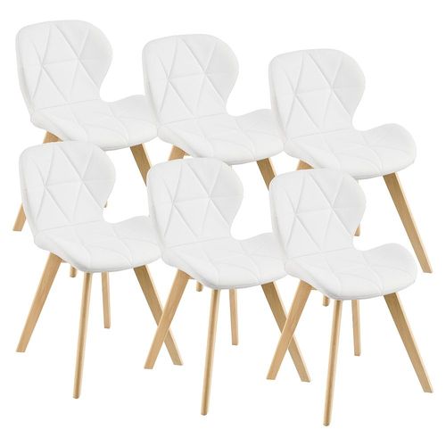 Lot De 6 Chaises lmhult Similicuir 81 X 57 X 49 Cm Blanc [En.Casa]