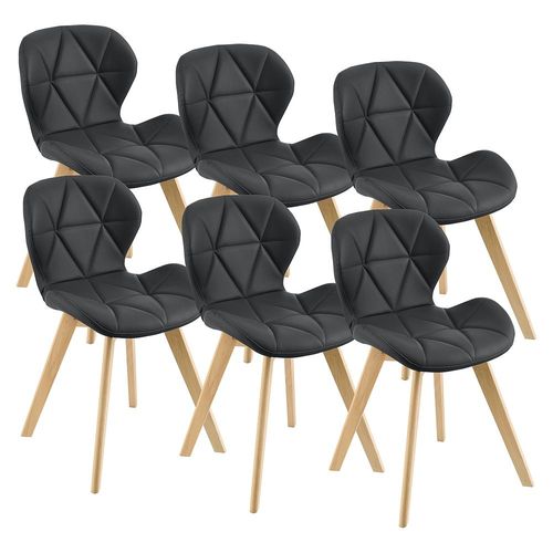 Lot De 6 Chaises lmhult Similicuir 81 X 57 X 49 Cm Noir [En.Casa]