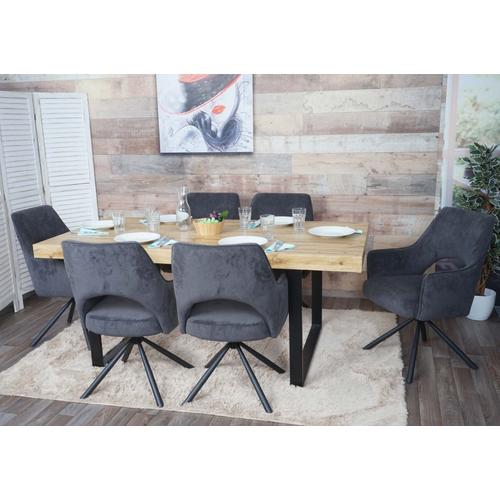 Lot De 6 Chaises De Salle  Manger Hwc-K30, Fauteuil De Cuisine, Pivotant Auto-Position, Tissu/Textile   Corde-Gris Fonc