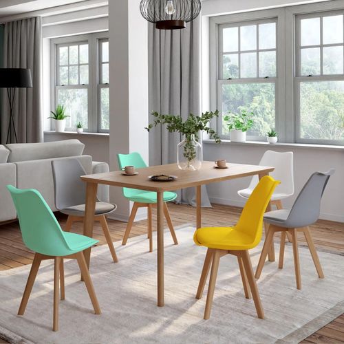 Lot De 6 Chaises Sara Mix Color Pastel Jaune, Blanc, Gris Clair X2, Vert Menthol X2