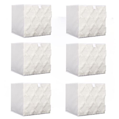 Lot De 6 Cubes De Rangement Pliable Losange - 30 X 30 Cm - Beige