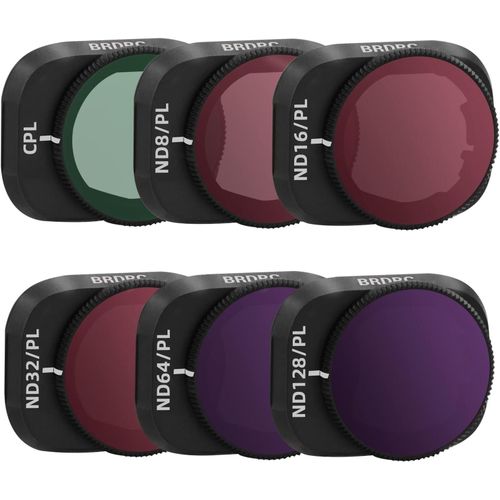 Lot De 6 Filtres Mini 3 Pro,Cpl,Nd8/Pl,Nd16/Pl,Nd32/Pl,Nd64/Pl,Nd128/Pl Compatibles Avec Objectif De Drone Dji Mini 3 Pro/Mini 3 (Cadre En Alliage D'aluminium)