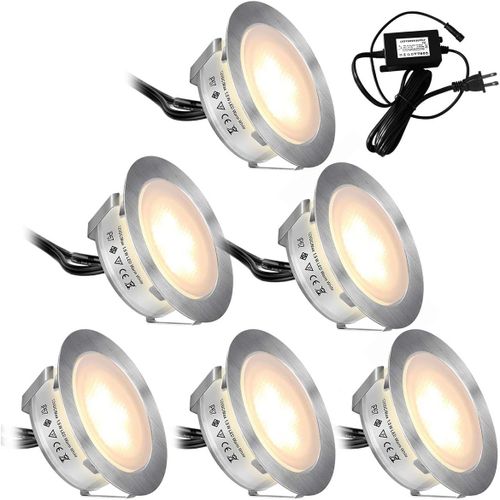 Lot de 6 kits d'clairage de terrasse  LED encastrs, tournesol (version amliore)