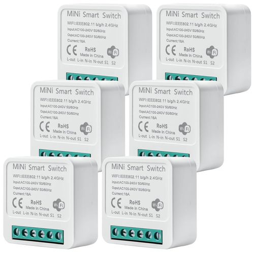 Lot De 6 Modules D'Interrupteur Intelligent 2 Voies : Mini Interrupteur Wi-Fi Diy S'Adapte Derrire L'Interrupteur Mural, Module D'Interrupteur Intelligent Compatible Avec L'Applic[MAT790929]
