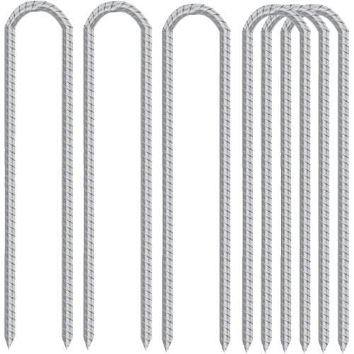 Lot De 6 Piquets D'armature Galvaniss Robustes Avec Ancrages Filets Au Sol, Piquets De Tente Pour Chapiteaux, Trampolines, Piquets Rebondissants, Pour Le Camping Et La Clture De Jardin, 30 Cm