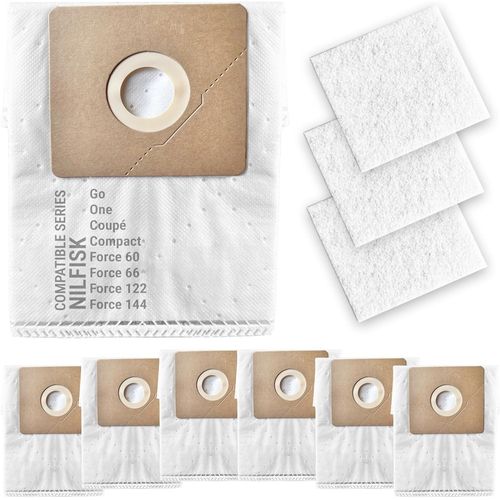 Lot De 6 Sacs + 3 Filtres Pour Nilfisk, Remplacement Compatible Avec Aspirateur Nilfisk One Series, Compact, Neo/Go, Coupe. Pice De Rechange Compatible Avec Nilfisk Rf 78602600[L346]