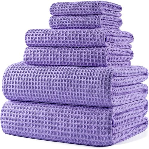 Lot De 6 Serviettes De Bain Surdimensionnes En Microfibre Non Pelucheuses,  Schage Rapide, 152,4 X 76,2 Cm, Violet (Tis Gaufr)