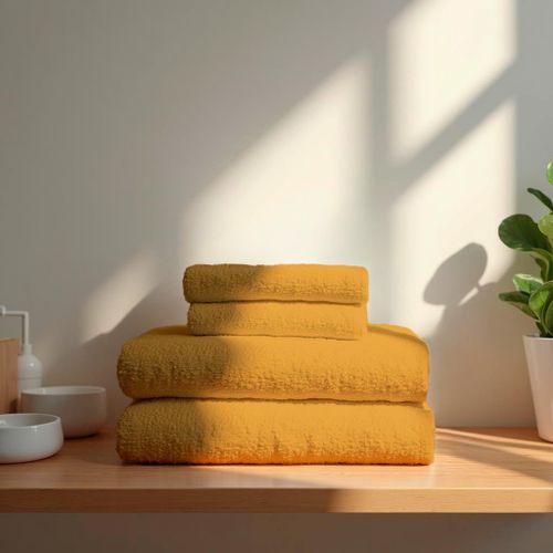 Lot De 6 Serviettes Premium 700 G, 100% Coton, 4 Serviettes 50x100 Cm Et 2 Serviettes De Bain 70x140 Cm, Extra Douces,  Schage Rapide Et Trs Absorbantes - Jaune Moutarde