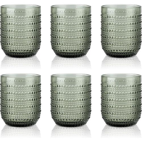 Lot De 6 Verres  Boire Vintage En Forme De Clous En Relief, Tasses En Verre De Grise, Gobelet  Eau Textur De 250 Ml, Jus De Boisson  L'ancienne, Soda, Bulle, Cocktail, Bire, Jus De Caf